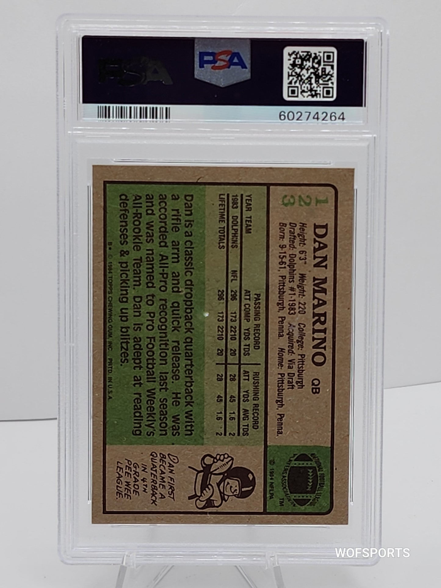 1984 Topps Dan Marino #123 Miami Dolphins PSA 6