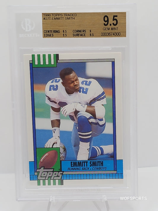 1990 Topps Traded #27T Emmitt Smith Dallas Cowboys BSA 9.5 Gem Mint