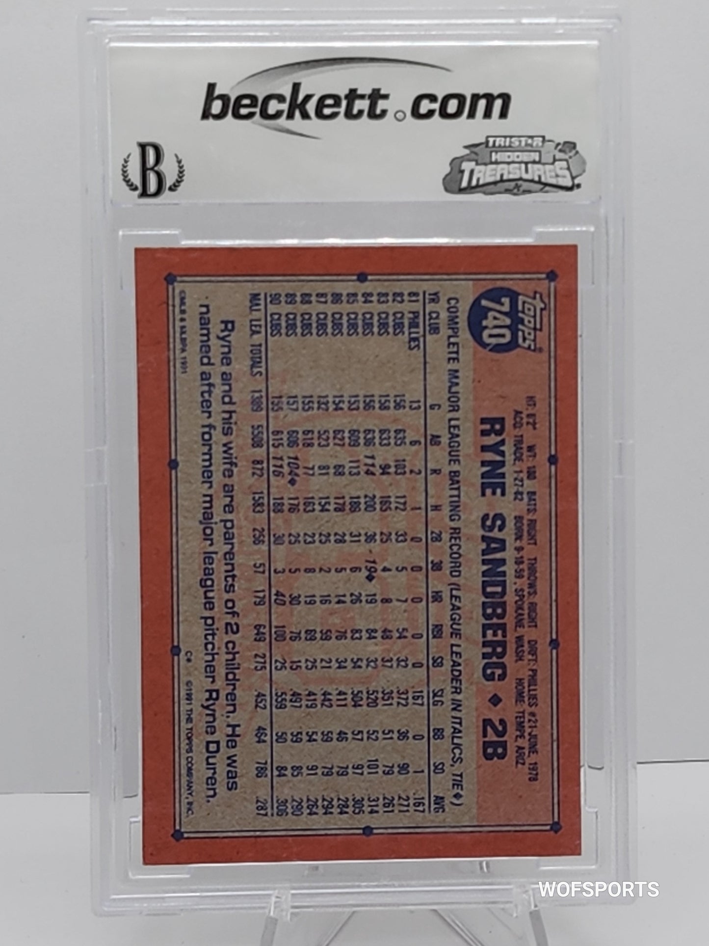 1991 Topps Ryne Sandberg #740 Chicago Cubs BCCG 9 Mint