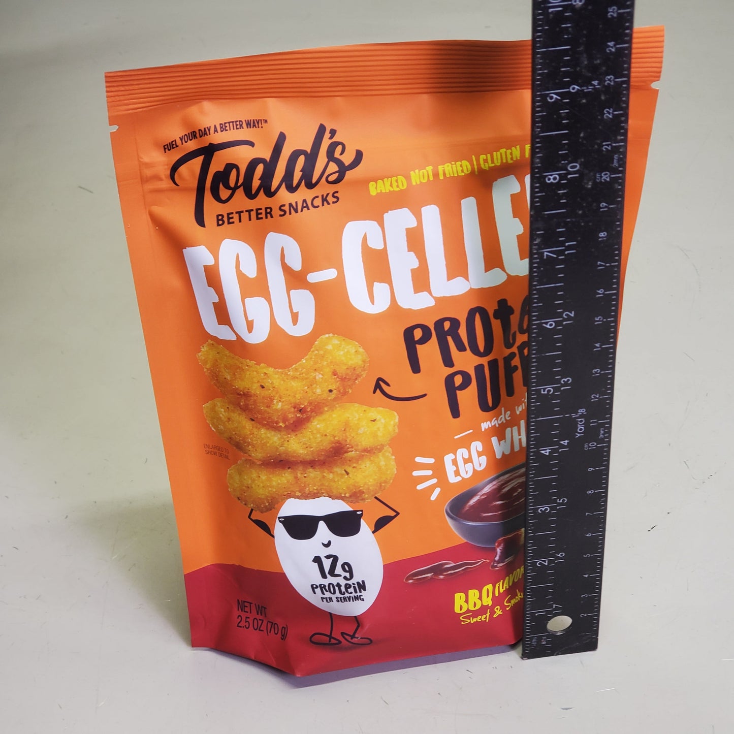 TODDS (12 Pack) Egg-Cellent Protein Puffs BBQ Flavor Sweet & Smokey 2.5 oz BB 12/25