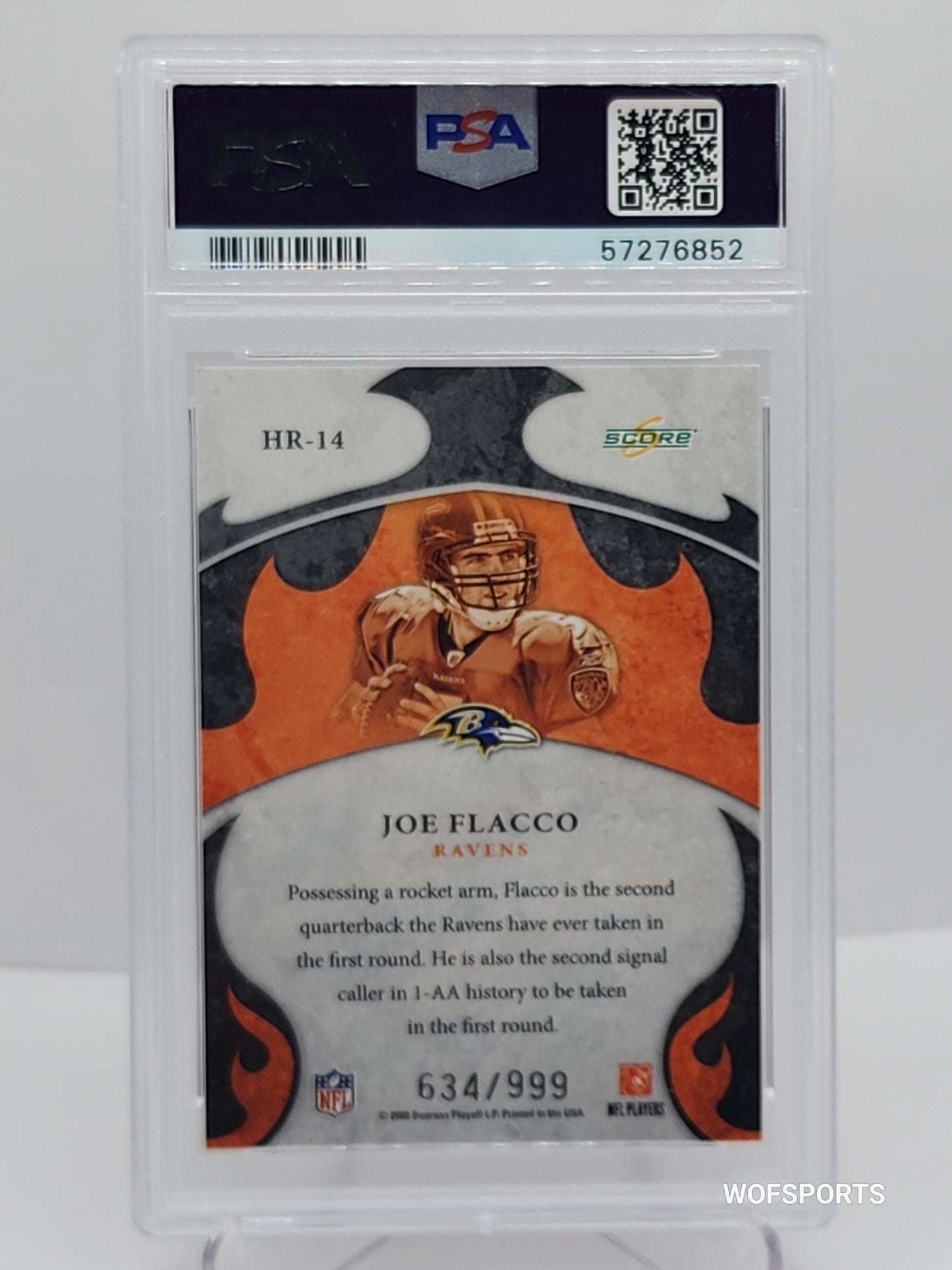2008 Score Select Hot Rookies 633/999 Joe Flacco #HR-14 Rookie RC PSA 9 Mint