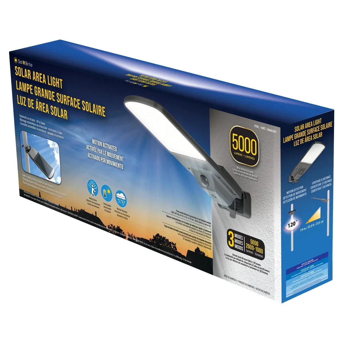 Fresh Source 5000 Lumen Solar Area Light with Motion Sensor