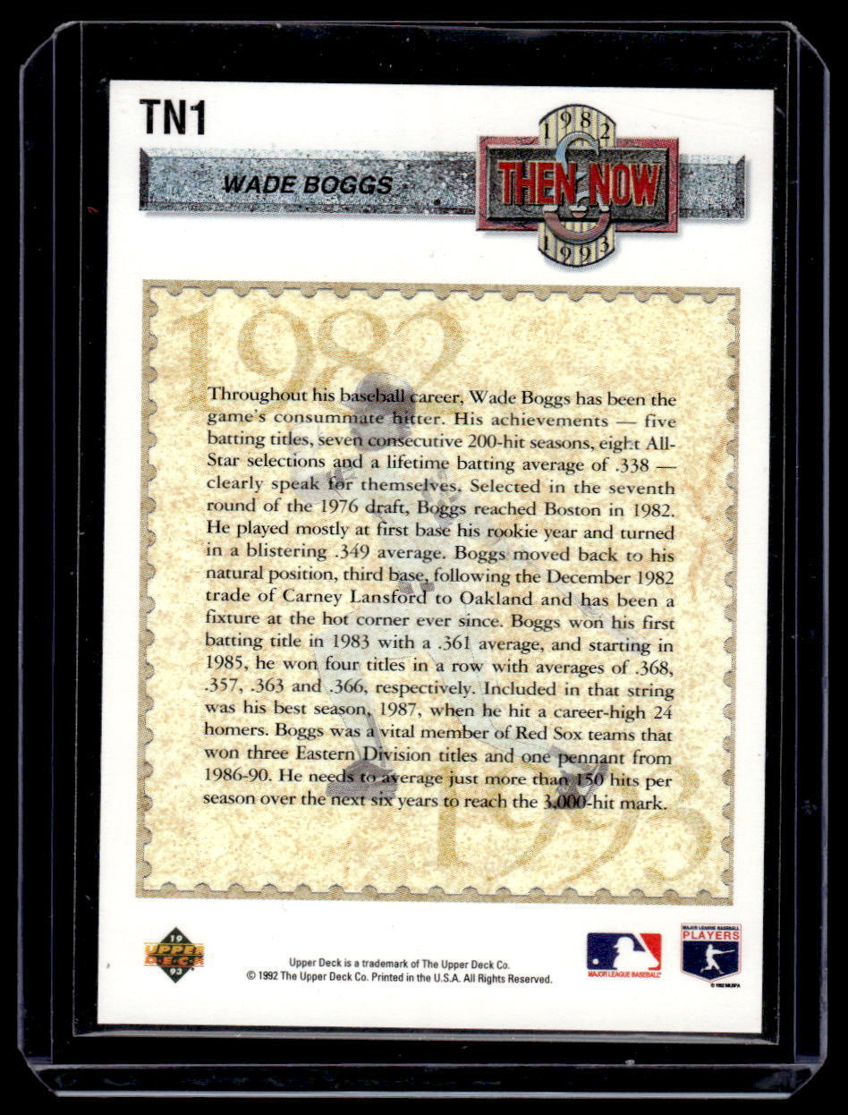 1992 Upper Deck Then & Now Refractor Wade Boggs #TN1 Boston Red Sox