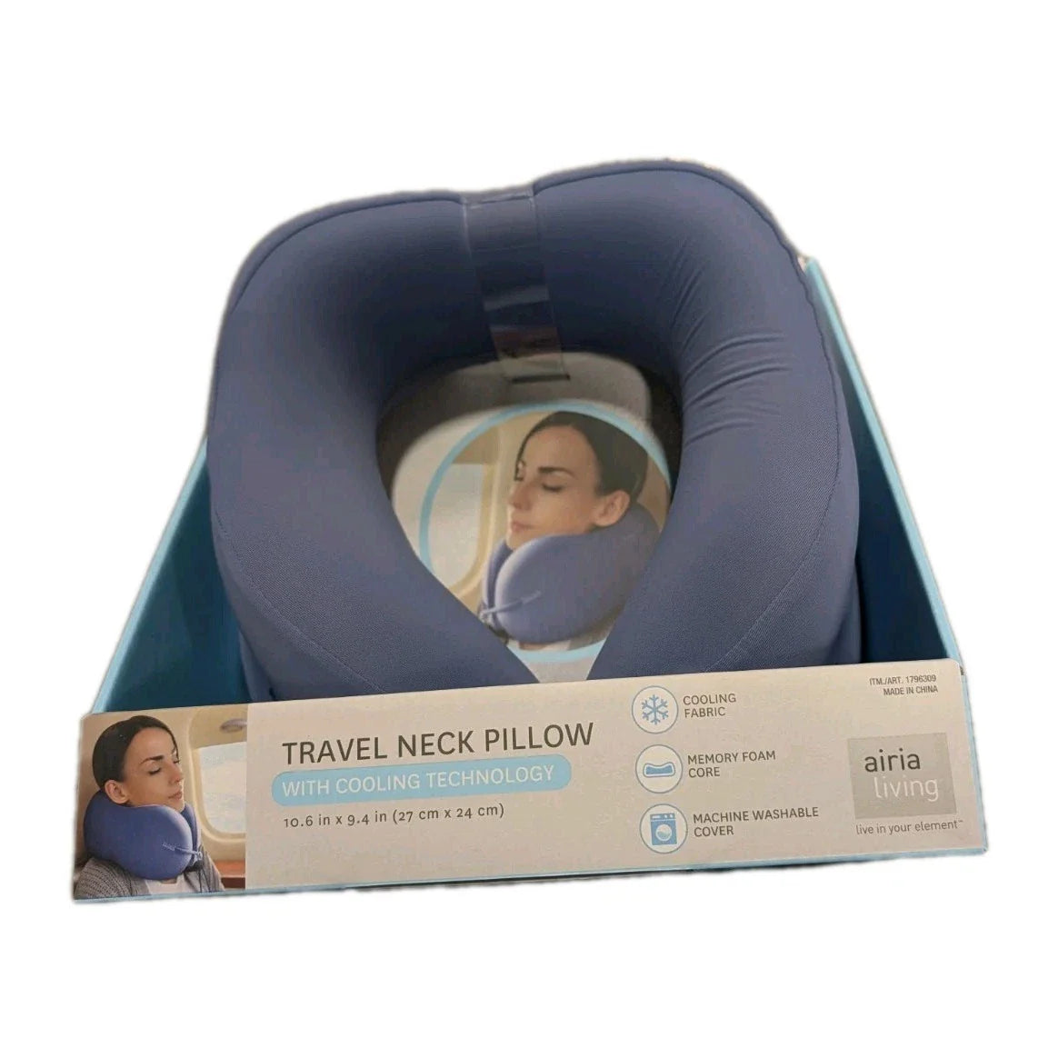 Airia Living Travel Neck Pillow With Cooling Technology