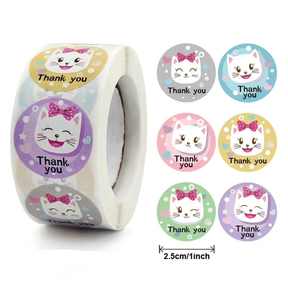 Cute Animal Thank You Stickers Roll - 100-500 PCS