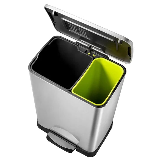 Neocube 50 Liter Dual Compartment 28 Liter and 18 Liter Stainless Steel Recycle and Trash Bin
