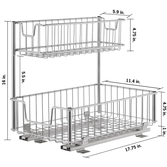 TRINITY Wire Undersink Organizer with Slide,