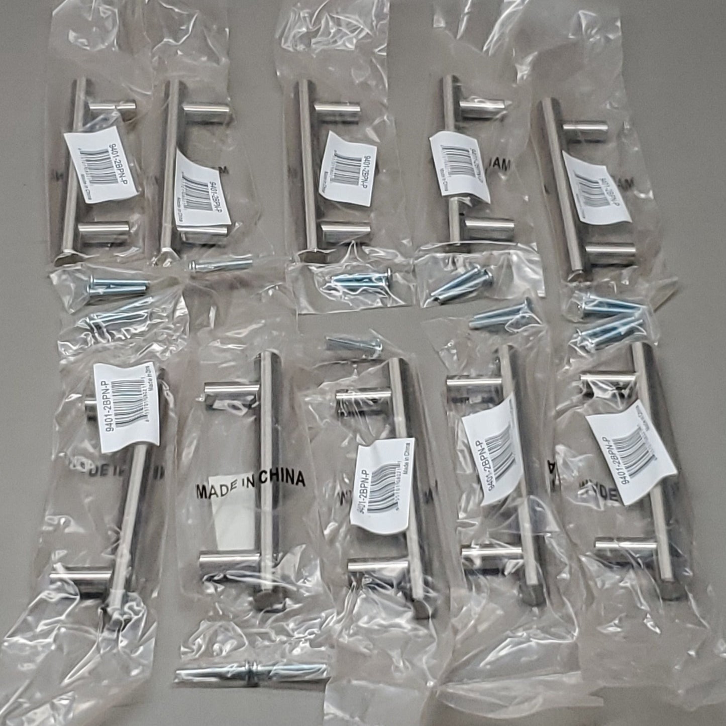 BERENSON (10 PACK) Drawer Pulls Advantage Plus Brushed Nickel 96mm Center & 5-3/8" Overall Length 9401-2BPN-P