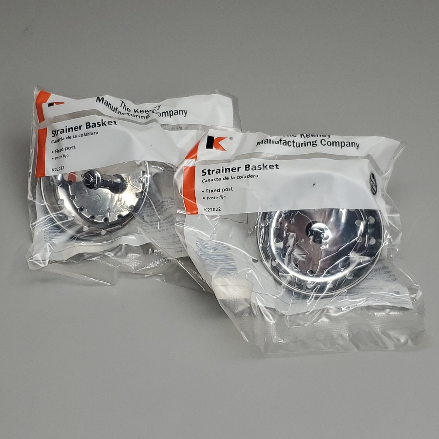 KEENEY 2 PK Strainer Baskets Fixed Post Stainless Steel Finish 3.5" K22022 (New)