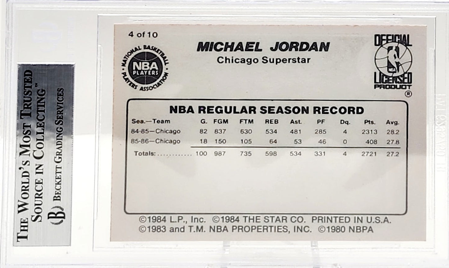 1986 Michael Jordan Star Card #4 Pro Stats BGS 9 High Subs 9.5-9–9.5-8.5 ROOKIE