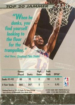 1992-93 Fleer Ultra John Williams JS #218 Cleveland Cavaliers