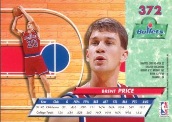 1992-93 Fleer Ultra Brent Price RC #372 Washington Bullets