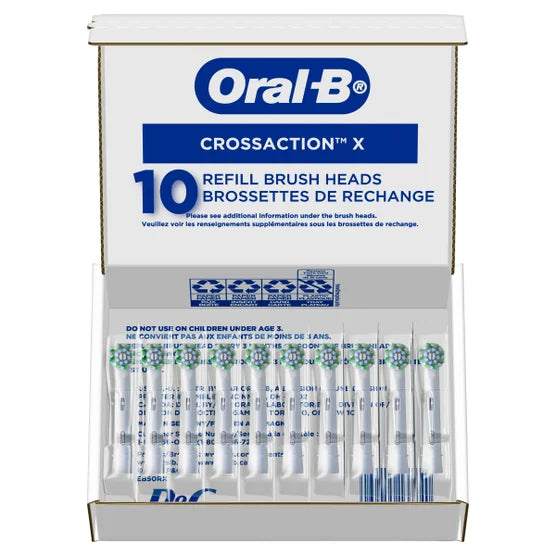 Oral-B Replacement Brush Heads Cross Electric Actin 10 Pack - White