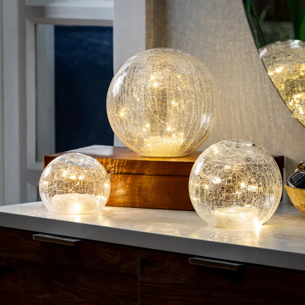 Evergreen LED Glass Cubes and Spheres Towers, Set of 3