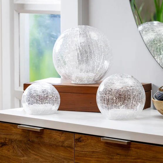 Evergreen LED Glass Cubes and Spheres Towers, Set of 3