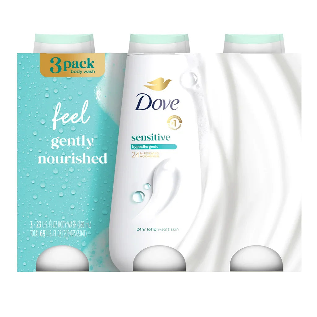 Dove Sensitive Body Wash, 23 fl oz, 3 Pack