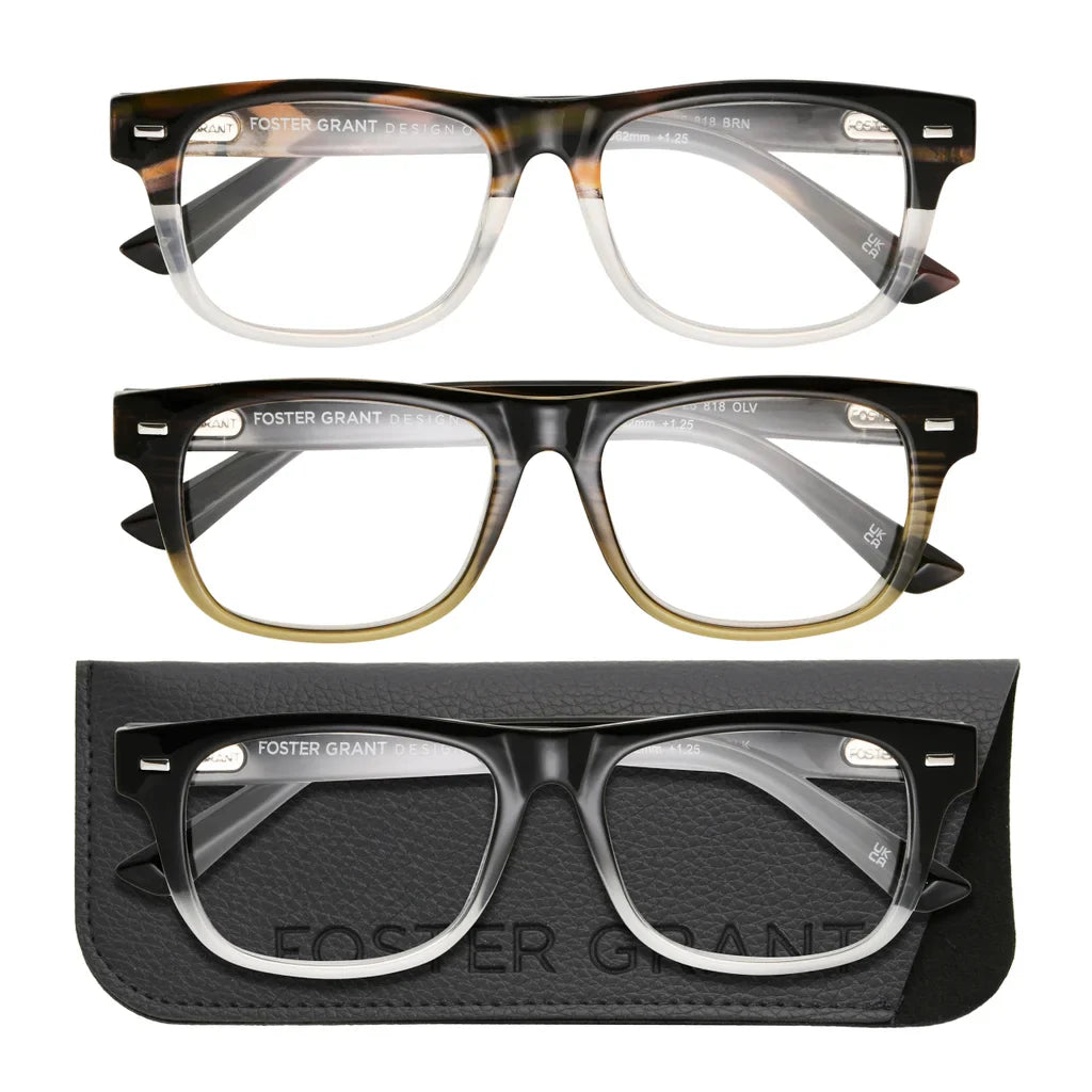 Design Optics by Foster Grant #818 Square Way Style Reading Glasses, 3-pack +3.0