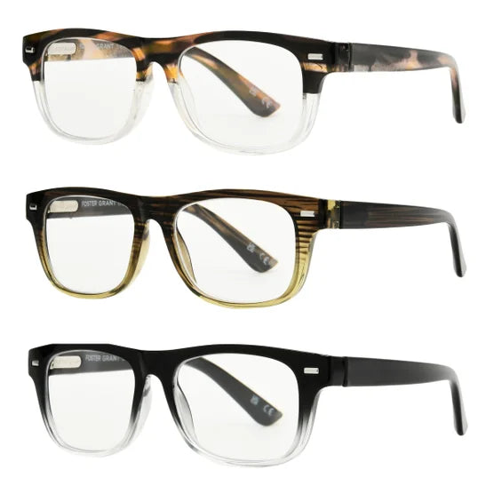 Design Optics by Foster Grant #818 Square Way Style Reading Glasses, 3-pack +3.0