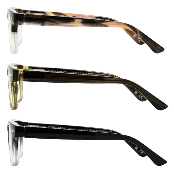 Design Optics by Foster Grant #818 Square Way Style Reading Glasses, 3-pack +3.0