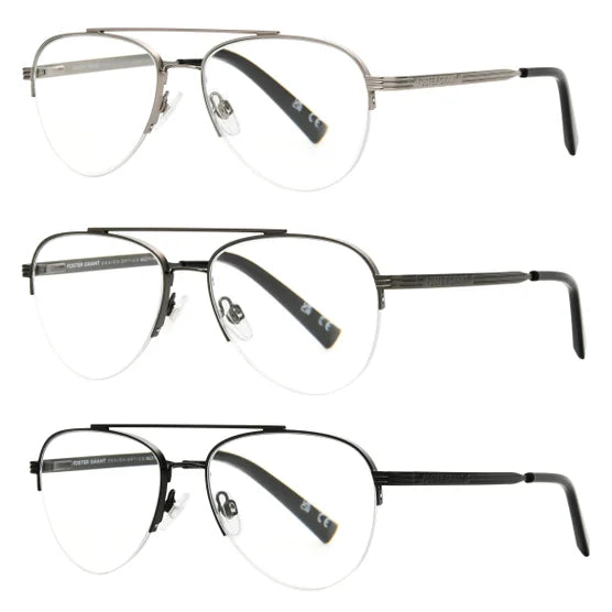 Design Optics by Foster Grant #760 Semi-Rim Aviator Reading Glasses, 3-pack