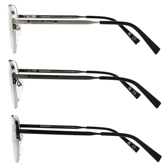 Design Optics by Foster Grant #760 Semi-Rim Aviator Reading Glasses, 3-pack