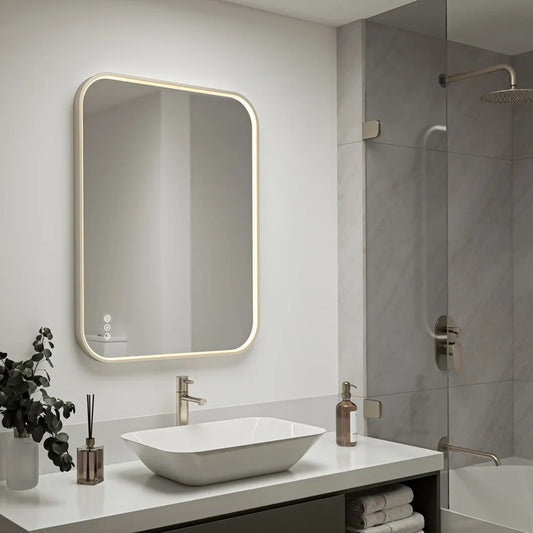 Artika Royce 32” x 24” LED Wall Mirror with Defogger  Brushed Nickel