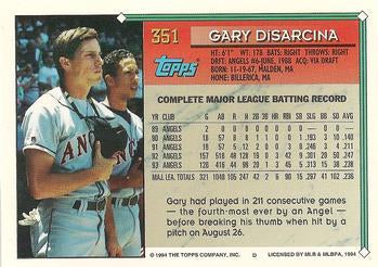 1994 Topps Gary DiSarcina # 351 California Angels