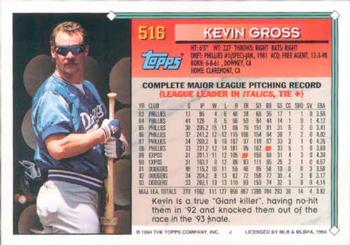 1994 Topps Kevin Gross # 516 Los Angeles Dodgers