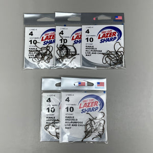 EAGLE CLAW (5 PACK) All Purpose Khale Live/Chunk Bait Bronze #4 10pc L144G-4
