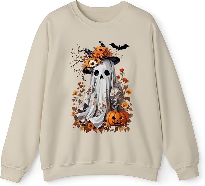 LAVONNE Women's Halloween Floral Ghost Crewneck Sweatshirt Size 2XL