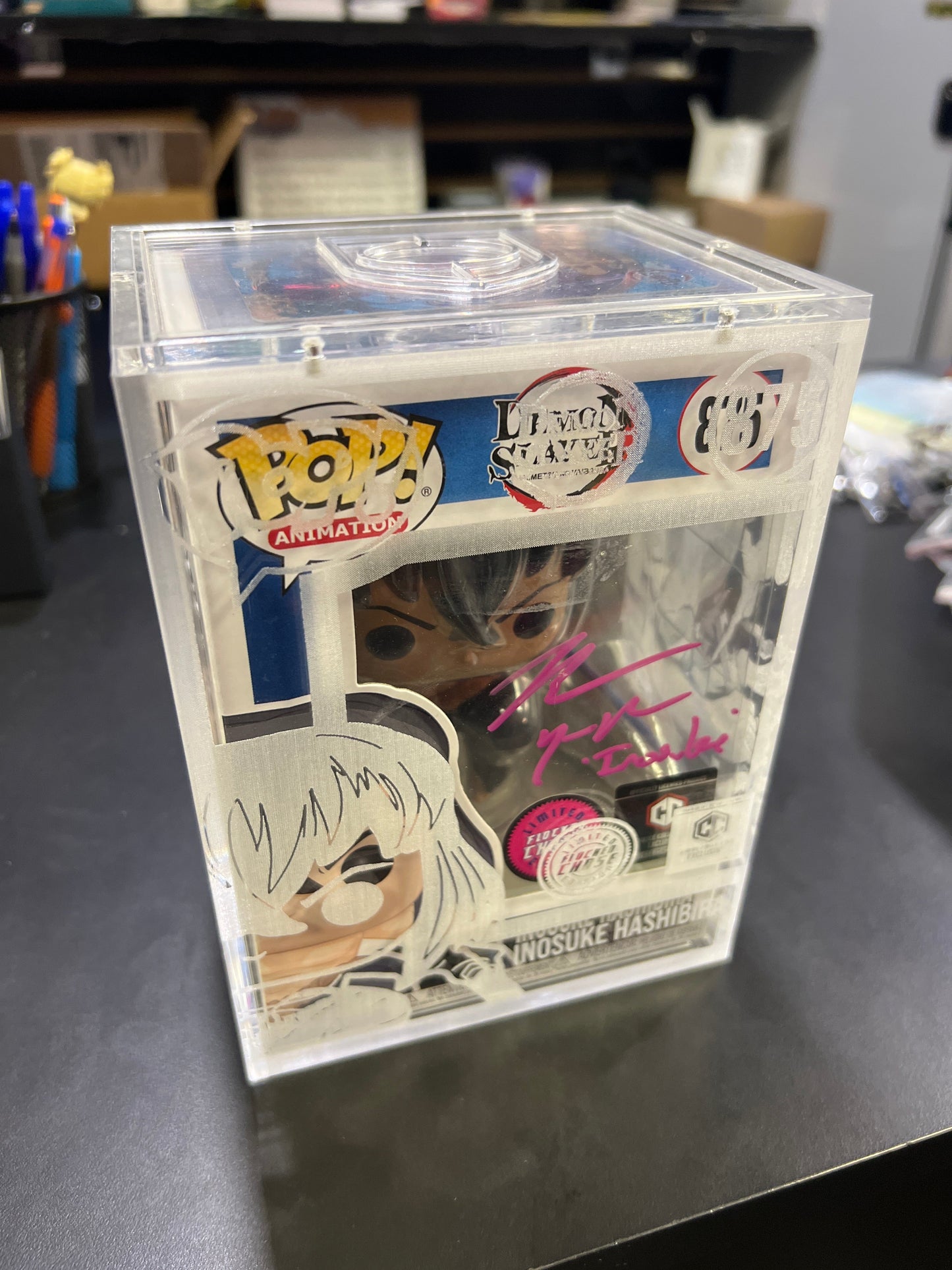 Funko POP! Inosuke Hashibira #875 Flocked Chase - Signed - In Case