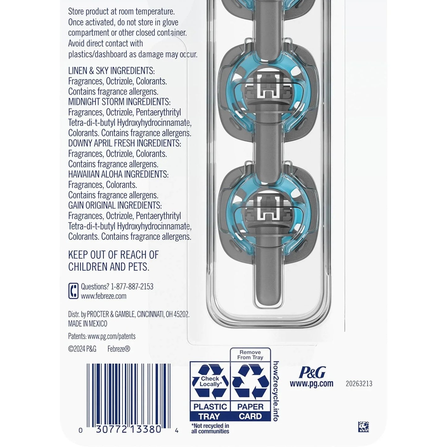 Febreze Air Freshener Car Vent Clips Assortment, 5 Count  - Choose Yours
