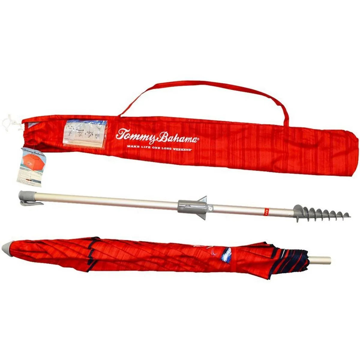 Tommy Bahama 7.5' Red Strip Beach Umbrella