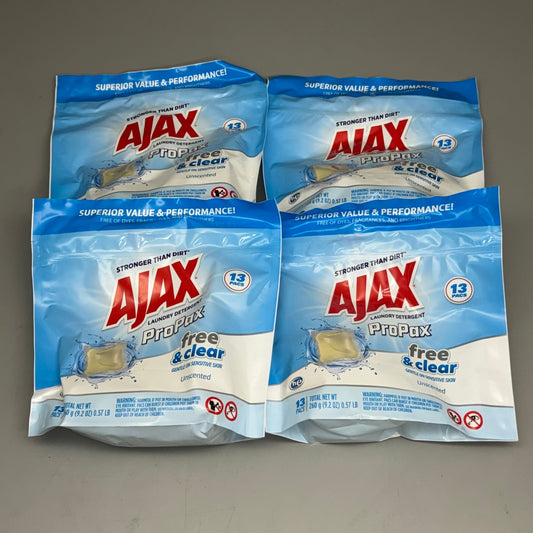 AJAX (4 PACK) Laundry Detergent ProPax Free & Clear Unscented  9.2oz
