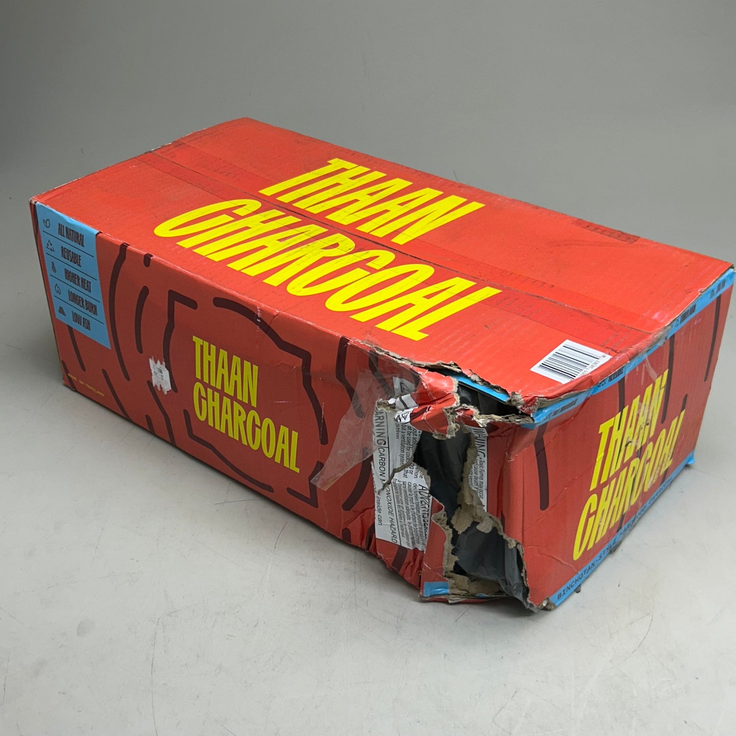 THAAN CHARCOAL Original Thai-Style Charcoal For 4-6 Hours Of Grilling 22lbs Black (New Other-Distressed Packaging)
