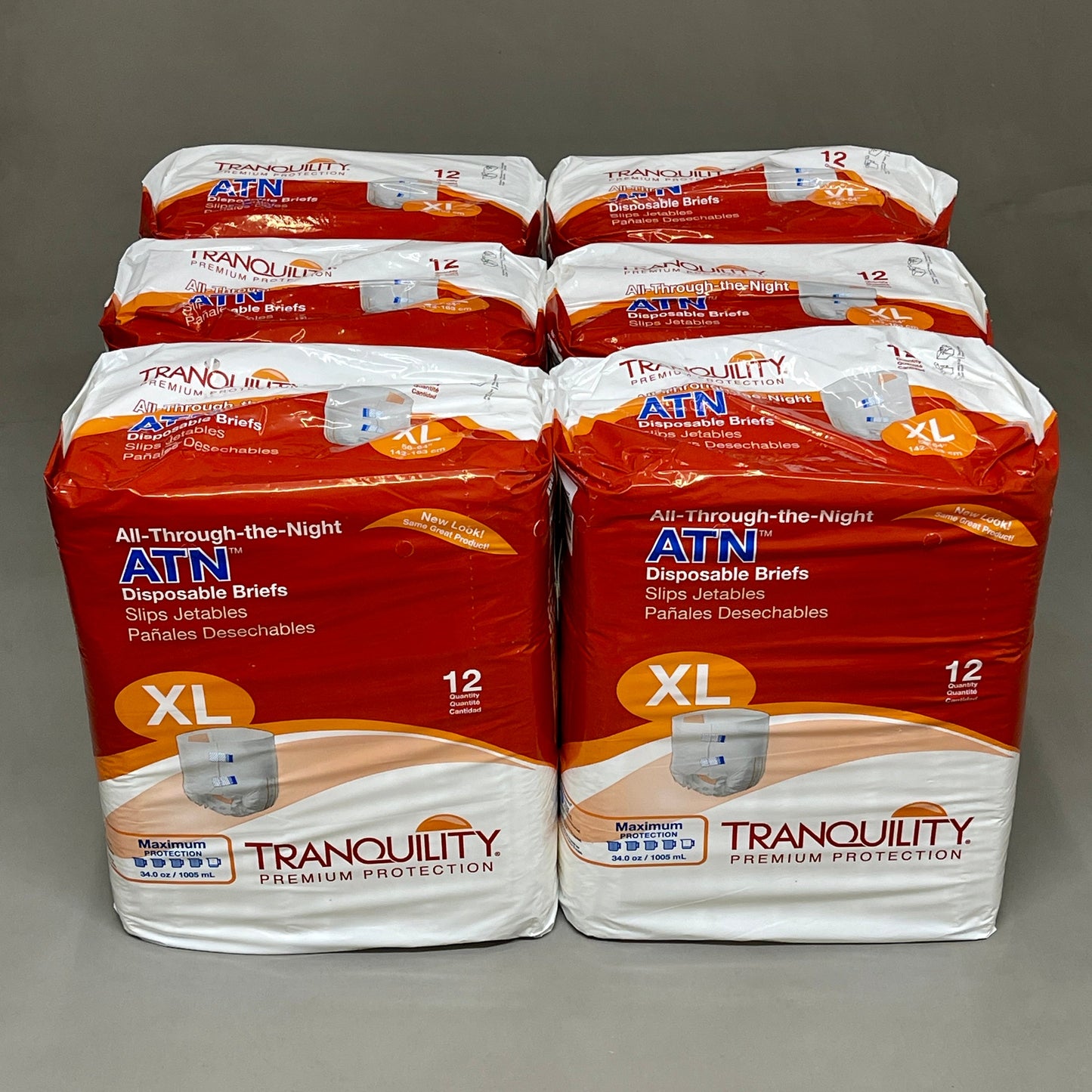 TRANQUILITY 72-PACK! All-Through-the-Night Disposable Briefs Sz XL 56" - 64" 2187 (New)