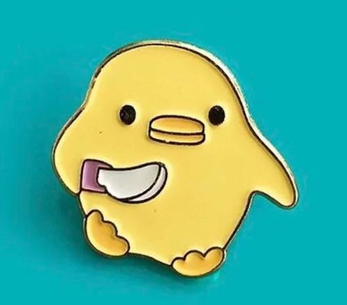 Cute Duck with Knife Meme Enamel Pins Near Me