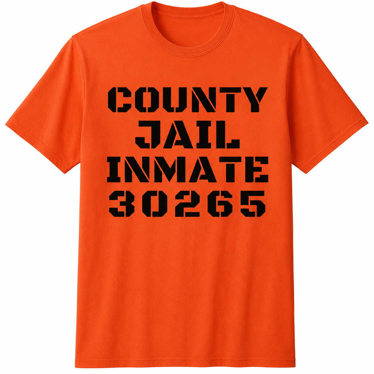 County Jail Inmate Halloween Graphic T-Shirt, Orange Size Large