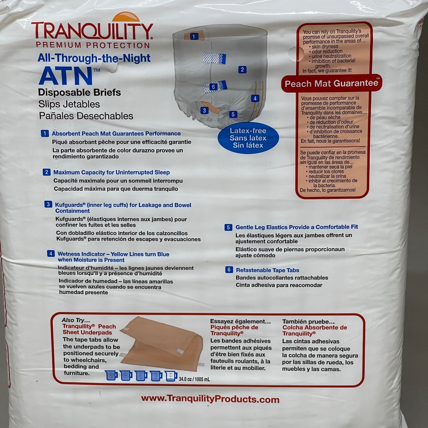 TRANQUILITY 72-PACK! All-Through-the-Night Disposable Briefs Sz XL 56" - 64" 2187 (New)