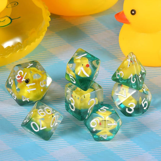 7 Pieces Acrylic Polyhedral Dices Duck Set