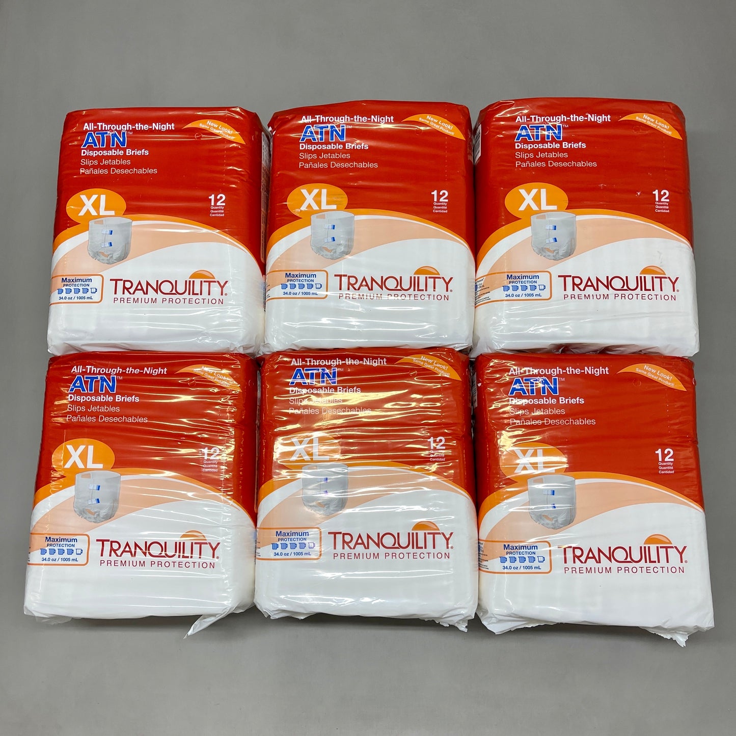 TRANQUILITY 72-PACK! All-Through-the-Night Disposable Briefs Sz XL 56" - 64" 2187 (New)