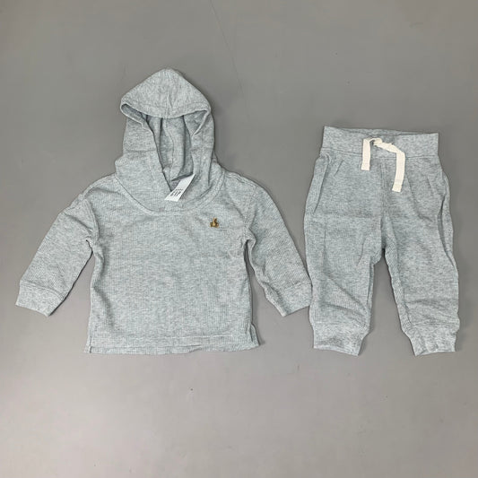 BABY GAP 2-Piece Baby Thermal Hoodie Set Heather Grey Sz. 6-12 Months 0612
