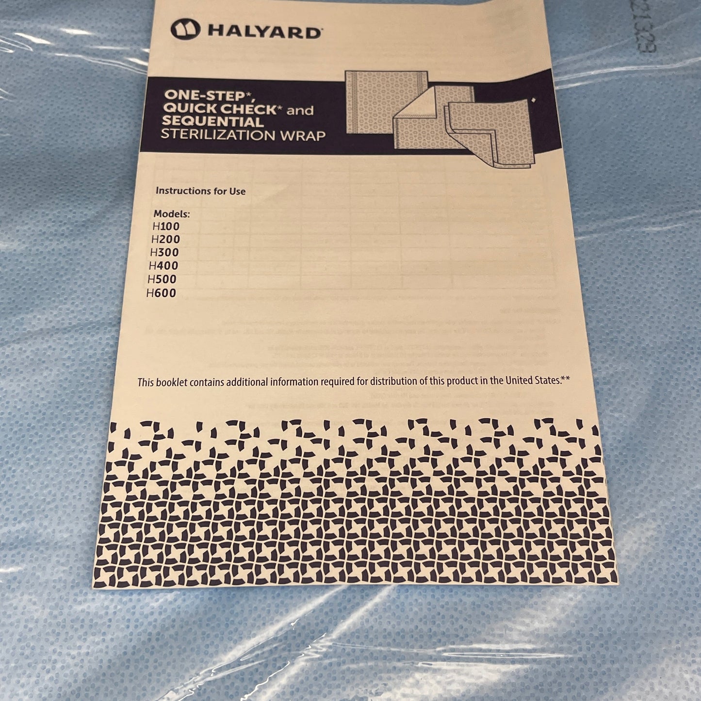 HALYARD 240-PACK! Quick Check Sterilization Wrap H100 24" x 24" Light Blue 34178