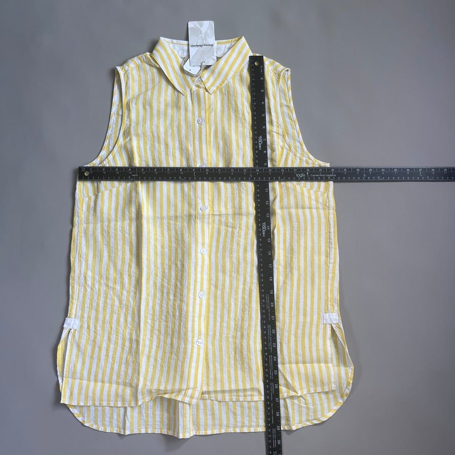 TOMMY BAHAMA Women's Cabana Stripe Shirt Sleeveless Island Sun Yellow Size S (New)