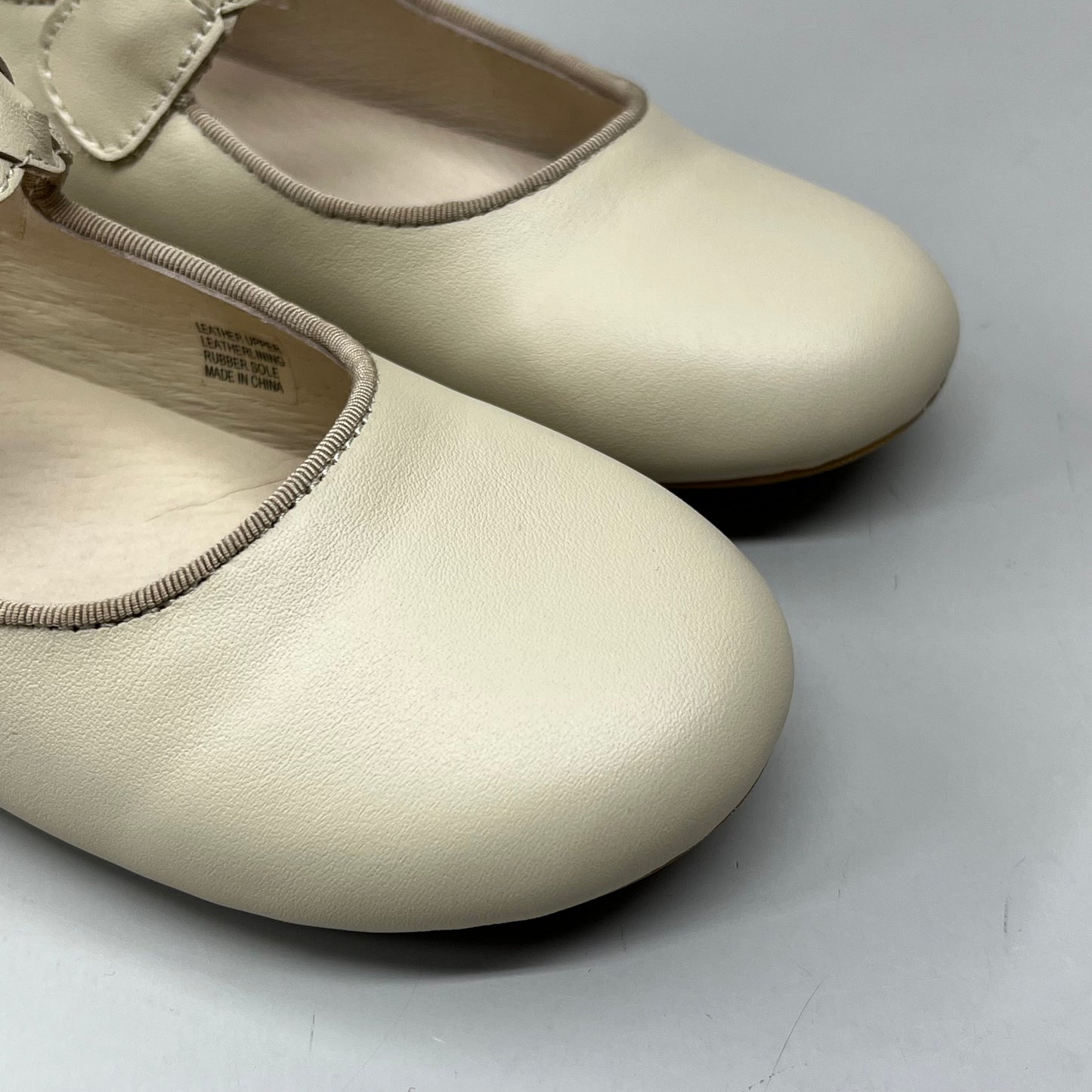 OLD SOLES Lady Plat Braided Strap Leather Shoe Kid’s Sz 32 US 1 Cream #817