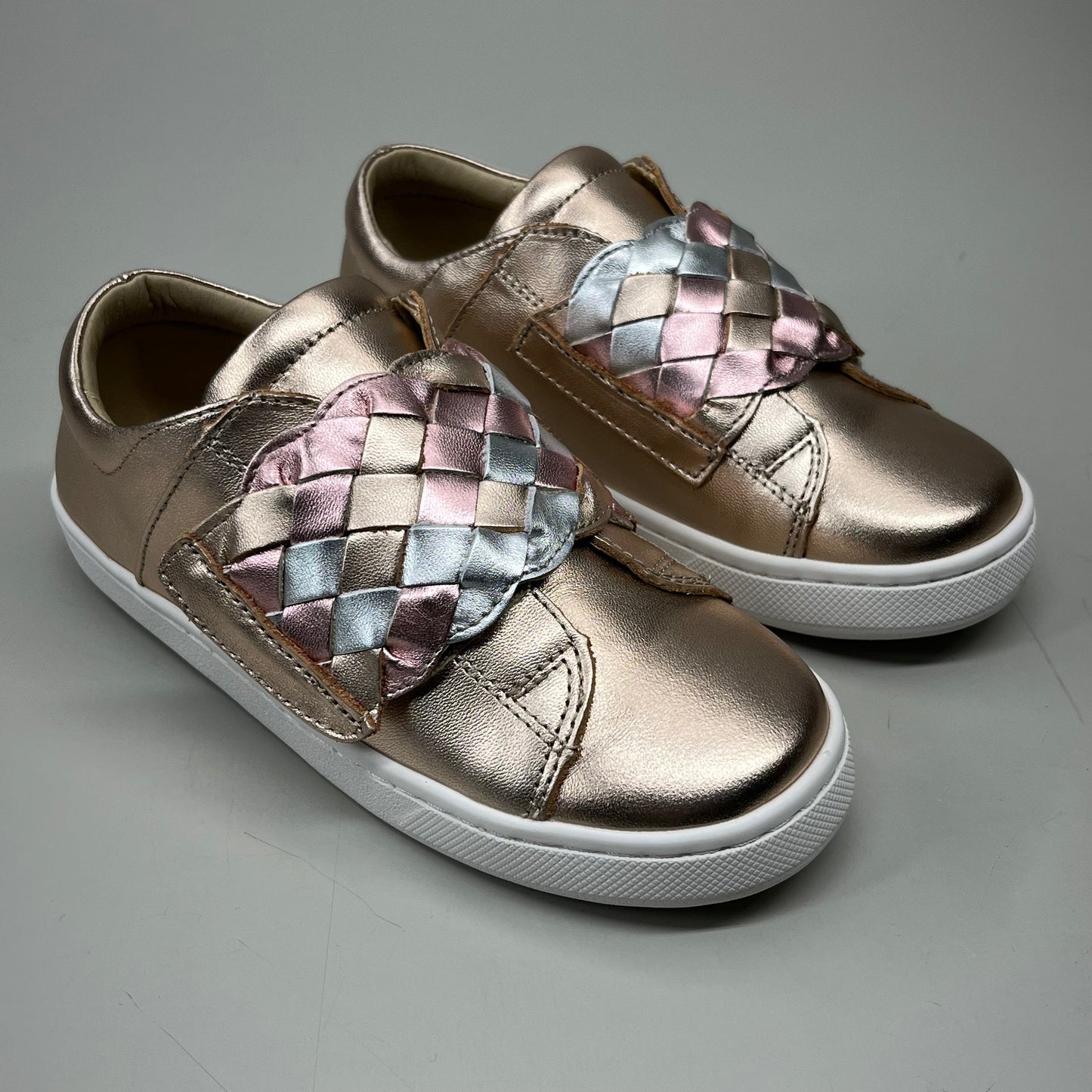 OLD SOLES Igster Sneakers Kid's Leather Shoe Sz 30 US 13 Copper/ Silver/ Pink Frost #6132