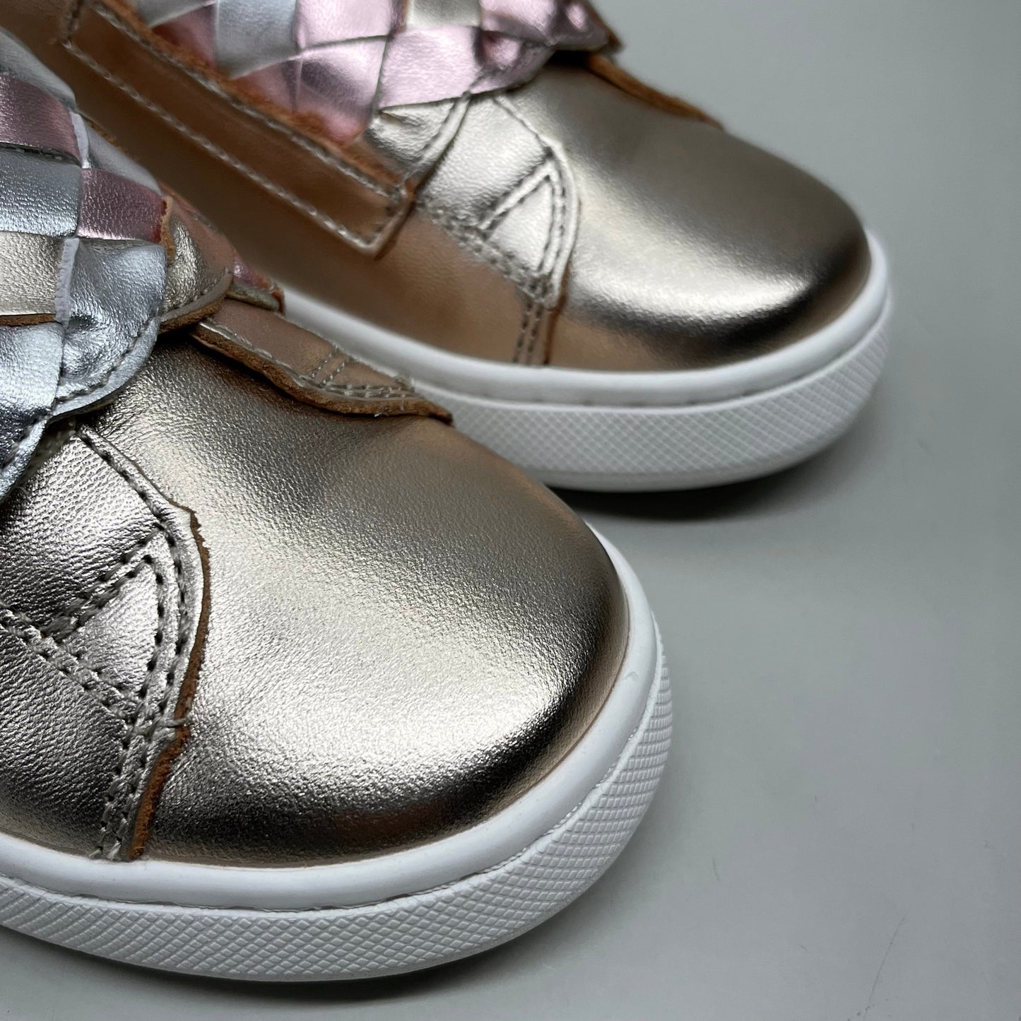OLD SOLES Igster Sneakers Kid's Leather Shoe Sz 30 US 13 Copper/ Silver/ Pink Frost #6132