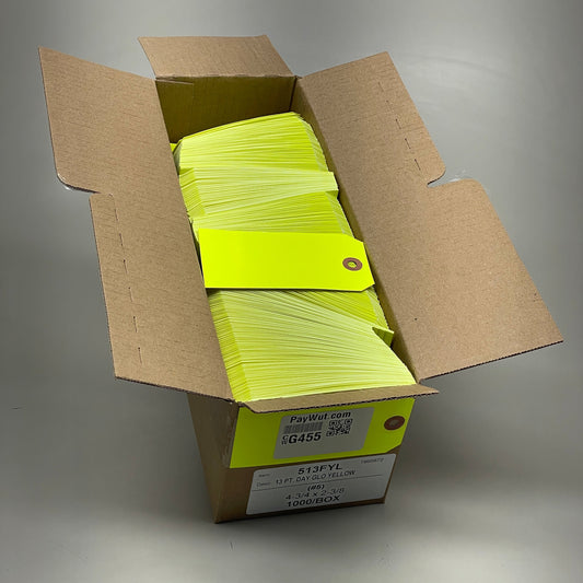 1,000 Shipping Hang Tags Fluorescent Yellow 13 Pt. Cardstock 4 3/4" x 2 3/8" 513FYL