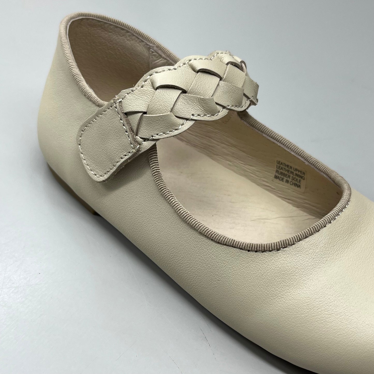 OLD SOLES Lady Plat Braided Strap Leather Shoe Kid’s Sz 32 US 1 Cream #817