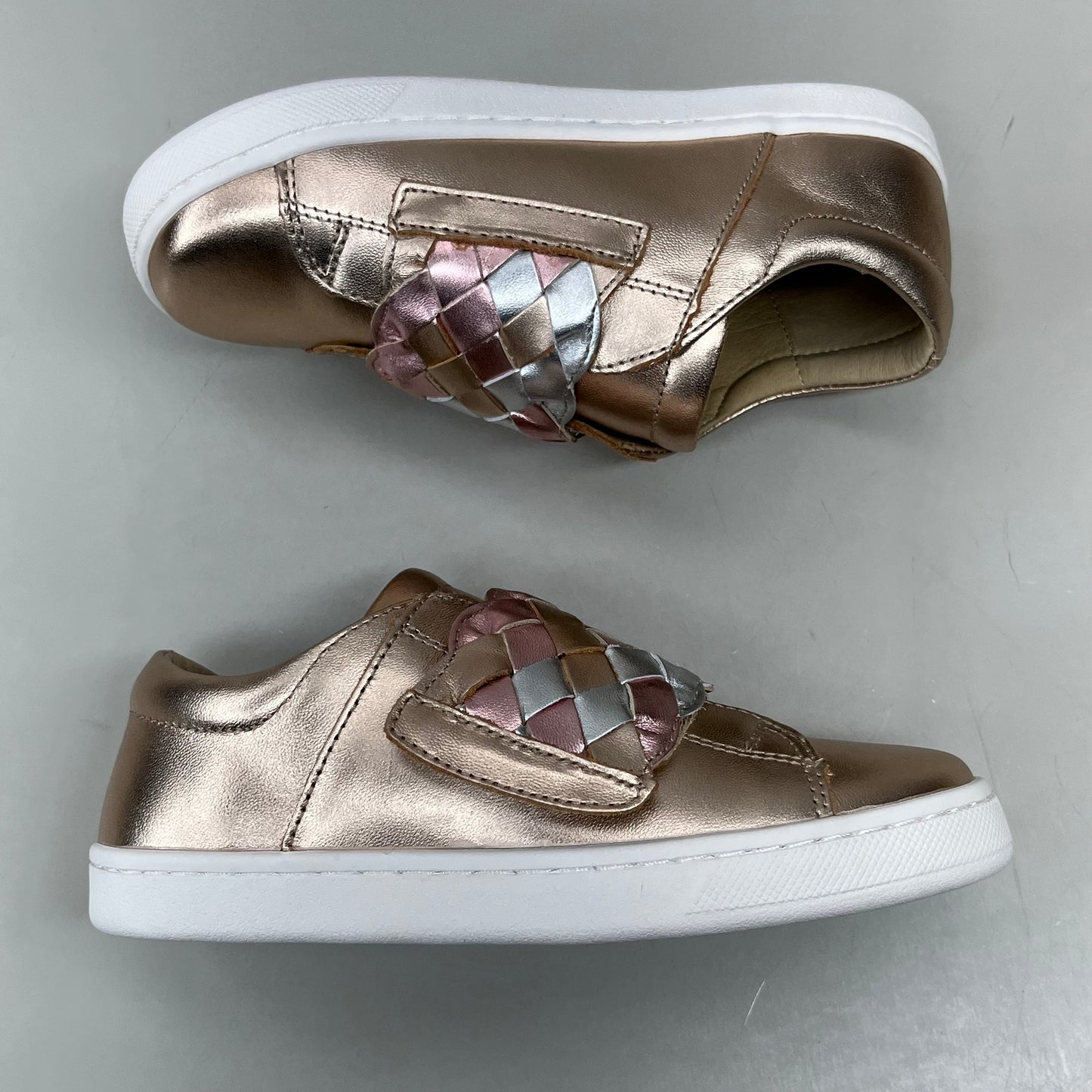OLD SOLES Igster Sneakers Kid's Leather Shoe Sz 30 US 13 Copper/ Silver/ Pink Frost #6132